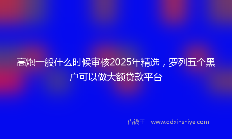 高炮一般什么时候审核2025年精选，罗列五个黑户可以做大额贷款平台