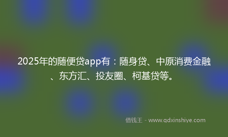 2025年的随便贷app有：随身贷、中原消费金融、东方汇、投友圈、柯基贷等。
