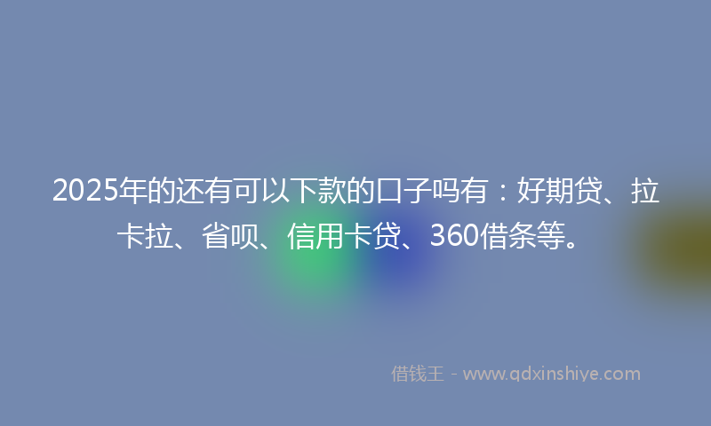 2025年的还有可以下款的口子吗有：好期贷、拉卡拉、省呗、信用卡贷、360借条等。