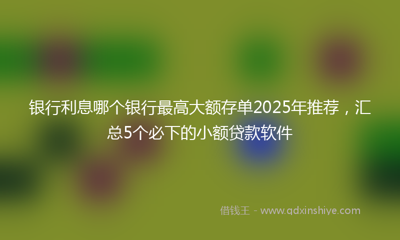 银行利息哪个银行最高大额存单2025年推荐，汇总5个必下的小额贷款软件