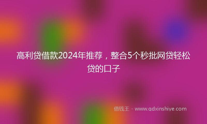 高利贷借款2024年推荐，整合5个秒批网贷轻松贷的口子