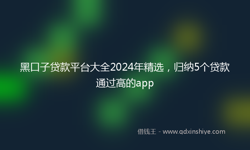 黑口子贷款平台大全2024年精选，归纳5个贷款通过高的app