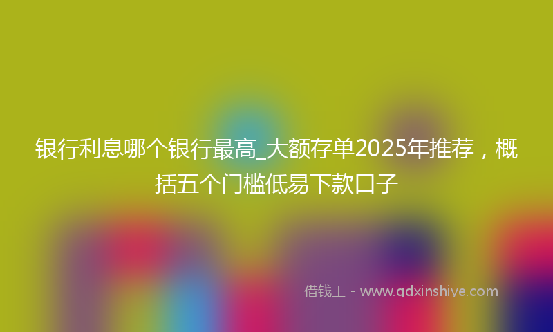银行利息哪个银行最高_大额存单2025年推荐，概括五个门槛低易下款口子