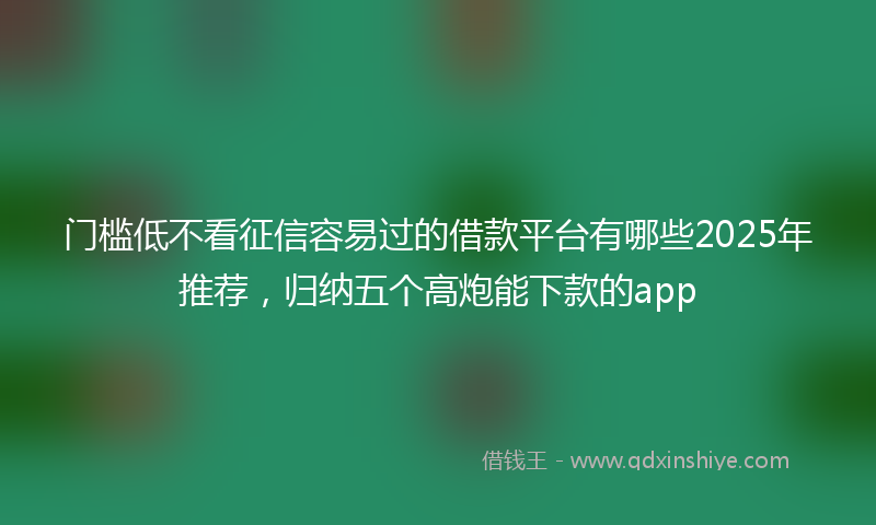 门槛低不看征信容易过的借款平台有哪些2025年推荐，归纳五个高炮能下款的app
