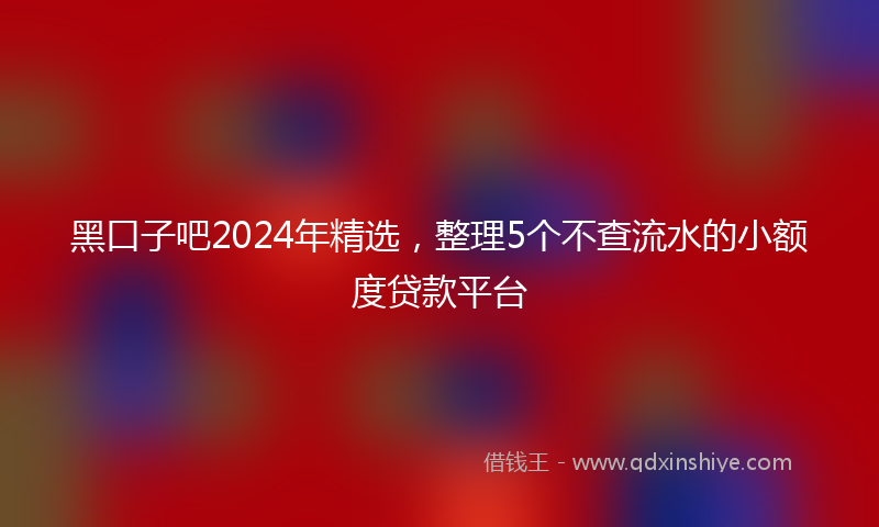黑口子吧2024年精选，整理5个不查流水的小额度贷款平台