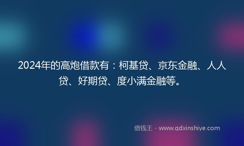 2024年的高炮借款有：柯基贷、京东金融、人人贷、好期贷、度小满金融等。