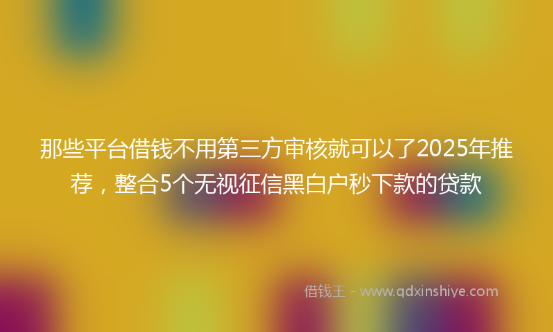 那些平台借钱不用第三方审核就可以了2025年推荐，整合5个无视征信黑白户秒下款的贷款