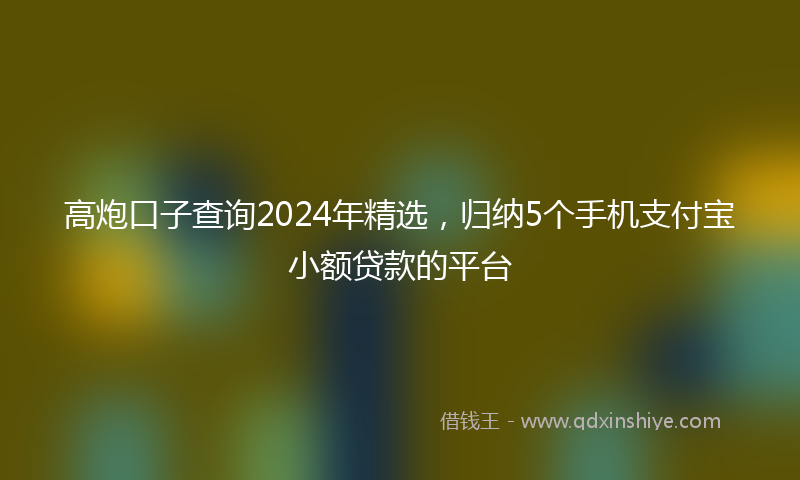 高炮口子查询2024年精选，归纳5个手机支付宝小额贷款的平台