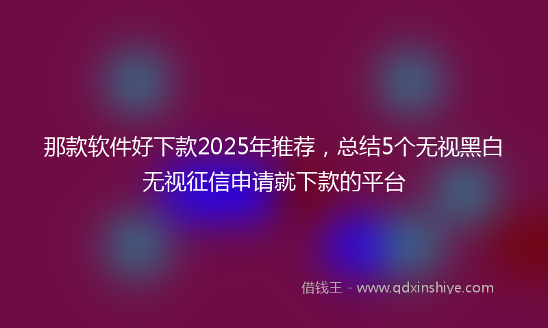 那款软件好下款2025年推荐，总结5个无视黑白无视征信申请就下款的平台