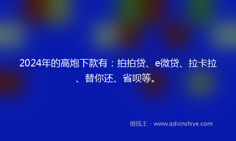 2024年的高炮下款有：拍拍贷、e微贷、拉卡拉、替你还、省呗等。