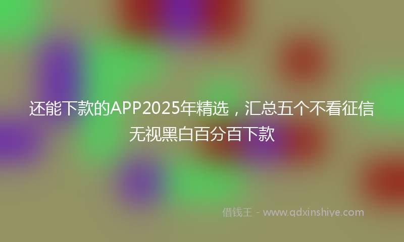 还能下款的APP2025年精选，汇总五个不看征信无视黑白百分百下款