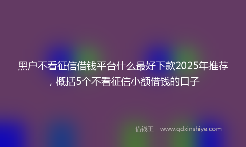 黑户不看征信借钱平台什么最好下款2025年推荐，概括5个不看征信小额借钱的口子