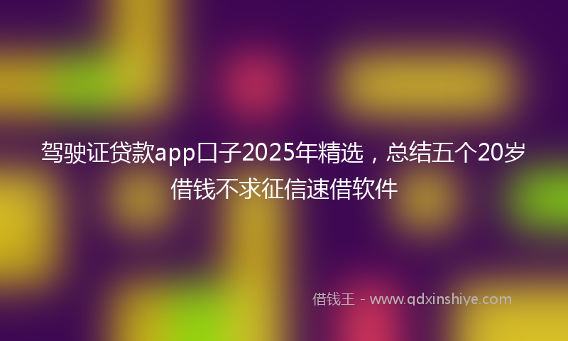 驾驶证贷款app口子2025年精选，总结五个20岁借钱不求征信速借软件