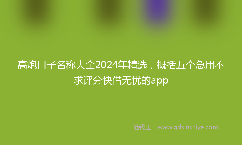 高炮口子名称大全2024年精选，概括五个急用不求评分快借无忧的app