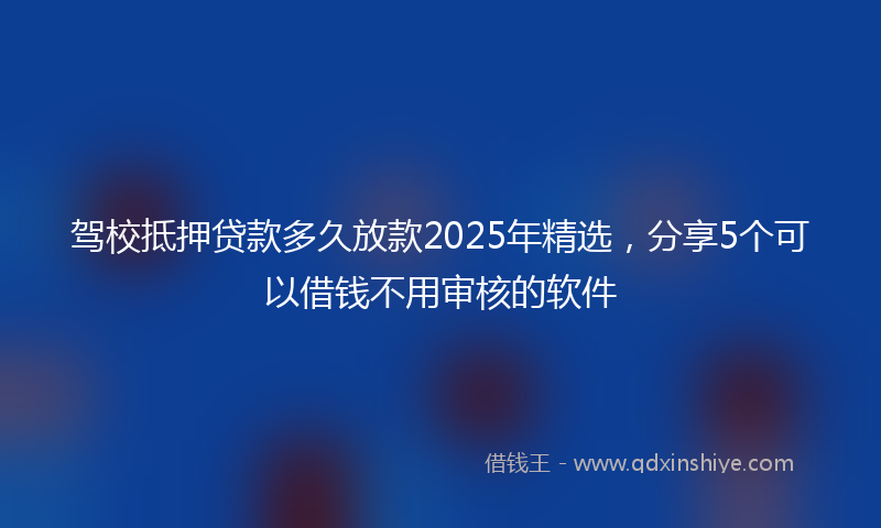 驾校抵押贷款多久放款2025年精选，分享5个可以借钱不用审核的软件
