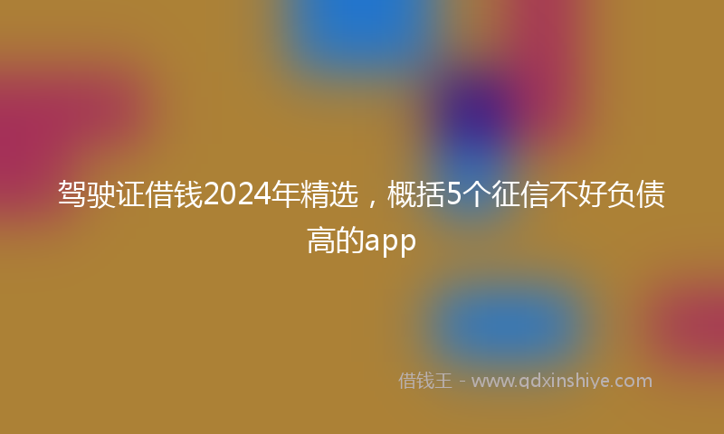 驾驶证借钱2024年精选，概括5个征信不好负债高的app
