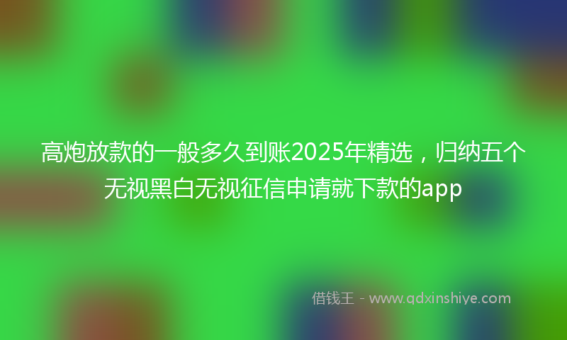 高炮放款的一般多久到账2025年精选，归纳五个无视黑白无视征信申请就下款的app
