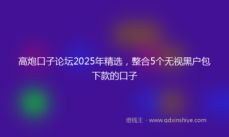高炮口子论坛2025年精选，整合5个无视黑户包下款的口子