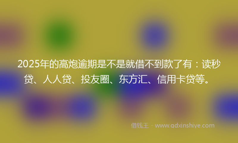 2025年的高炮逾期是不是就借不到款了有：读秒贷、人人贷、投友圈、东方汇、信用卡贷等。