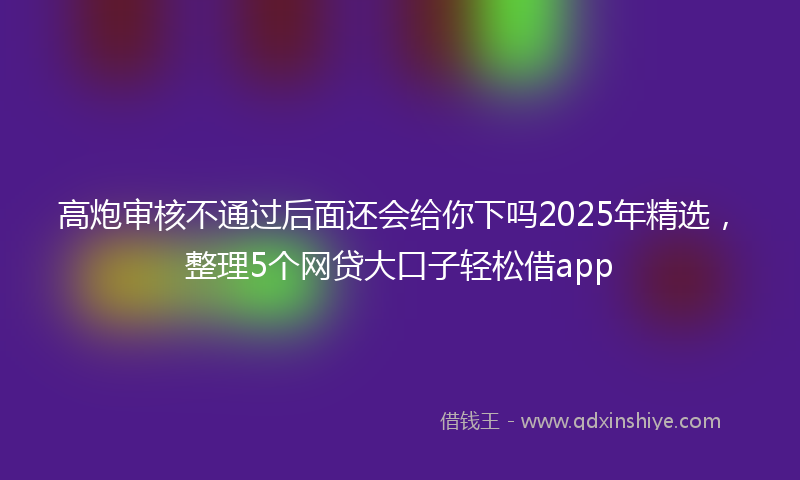 高炮审核不通过后面还会给你下吗2025年精选，整理5个网贷大口子轻松借app