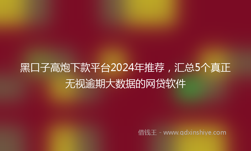 黑口子高炮下款平台2024年推荐，汇总5个真正无视逾期大数据的网贷软件
