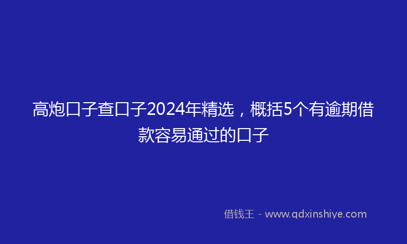 高炮口子查口子2024年精选，概括5个有逾期借款容易通过的口子