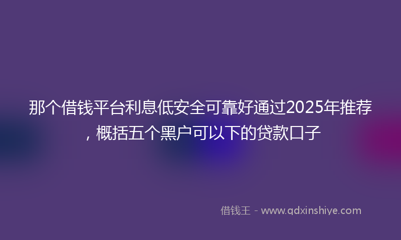 那个借钱平台利息低安全可靠好通过2025年推荐，概括五个黑户可以下的贷款口子