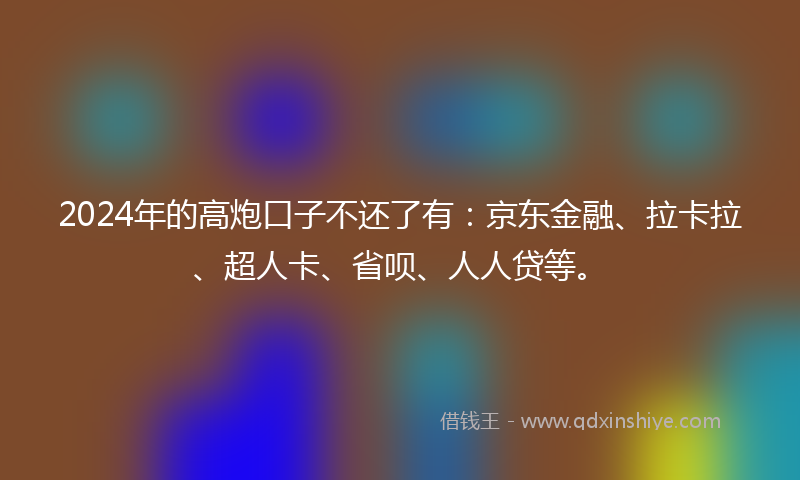 2024年的高炮口子不还了有：京东金融、拉卡拉、超人卡、省呗、人人贷等。