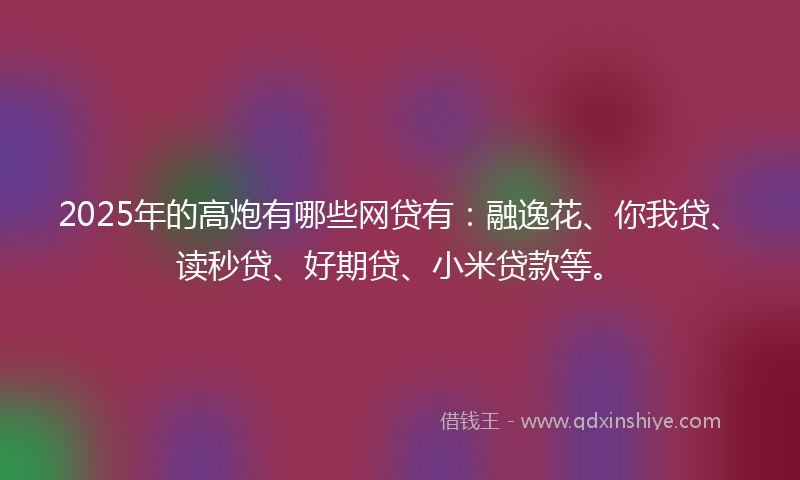 2025年的高炮有哪些网贷有：融逸花、你我贷、读秒贷、好期贷、小米贷款等。