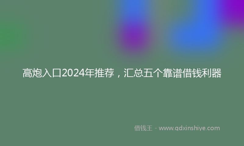 高炮入口2024年推荐，汇总五个靠谱借钱利器
