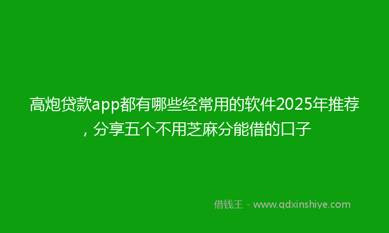 高炮贷款app都有哪些经常用的软件2025年推荐，分享五个不用芝麻分能借的口子
