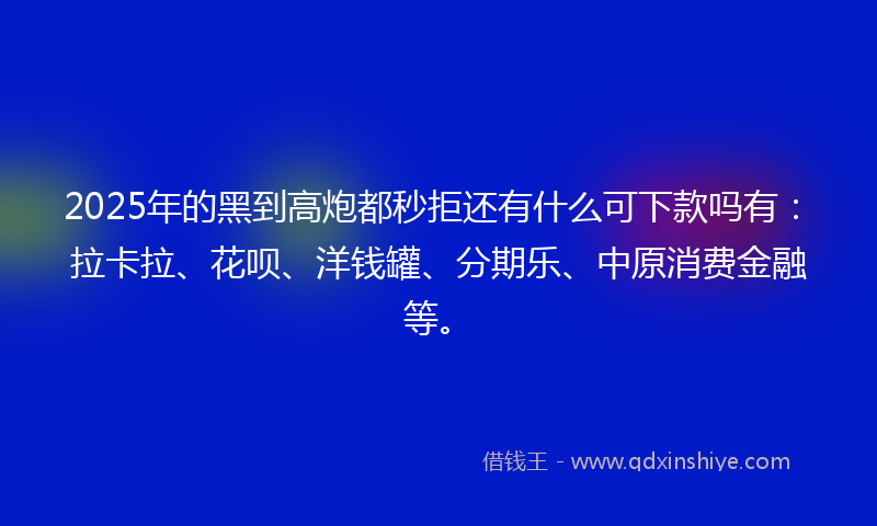 2025年的黑到高炮都秒拒还有什么可下款吗有：拉卡拉、花呗、洋钱罐、分期乐、中原消费金融等。