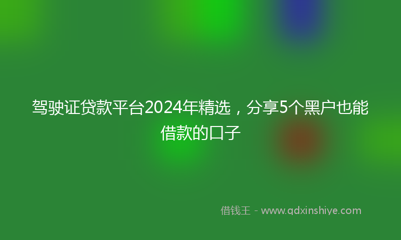 驾驶证贷款平台2024年精选，分享5个黑户也能借款的口子