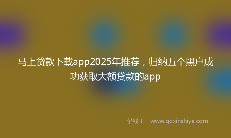 马上贷款下载app2025年推荐，归纳五个黑户成功获取大额贷款的app