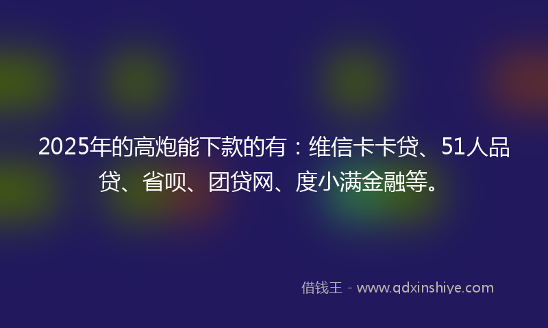 2025年的高炮能下款的有：维信卡卡贷、51人品贷、省呗、团贷网、度小满金融等。