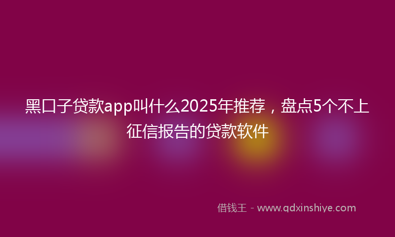 黑口子贷款app叫什么2025年推荐，盘点5个不上征信报告的贷款软件