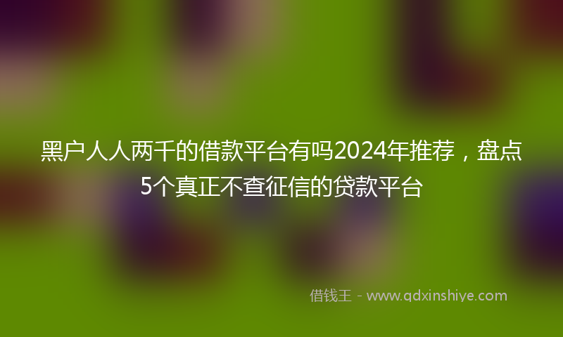 黑户人人两千的借款平台有吗2024年推荐，盘点5个真正不查征信的贷款平台