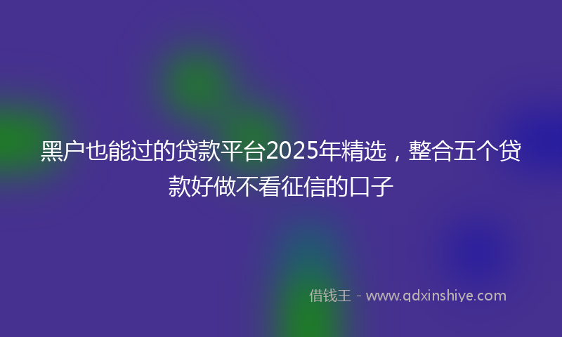 黑户也能过的贷款平台2025年精选，整合五个贷款好做不看征信的口子