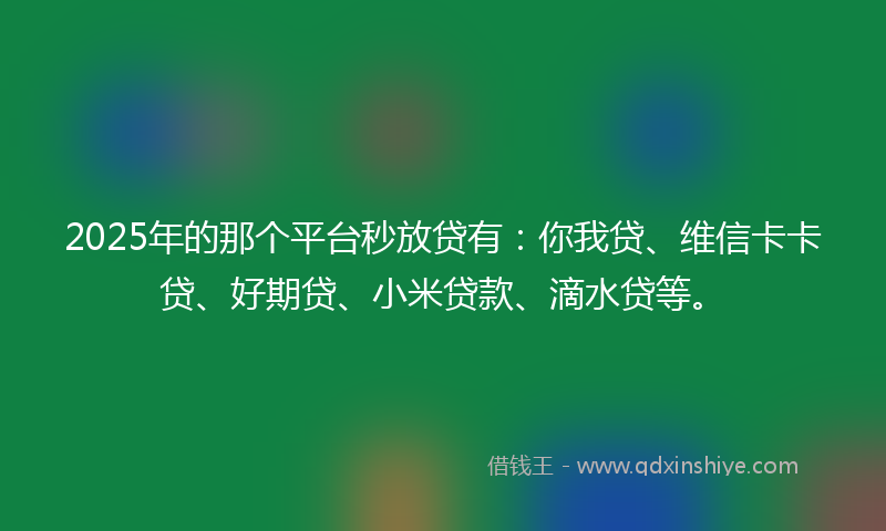 2025年的那个平台秒放贷有：你我贷、维信卡卡贷、好期贷、小米贷款、滴水贷等。