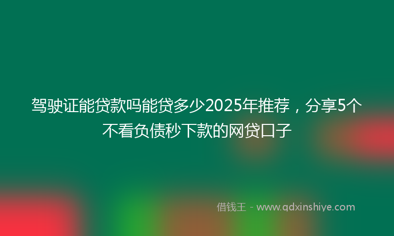 驾驶证能贷款吗能贷多少2025年推荐，分享5个不看负债秒下款的网贷口子