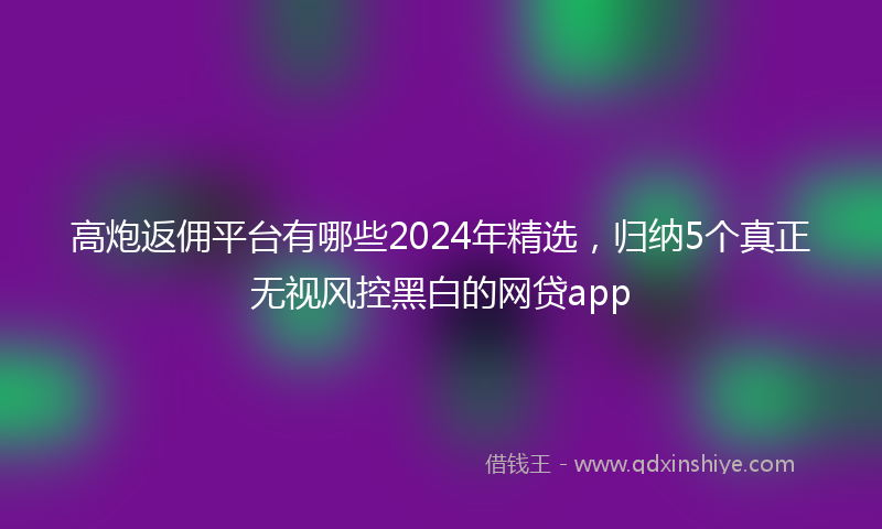 高炮返佣平台有哪些2024年精选，归纳5个真正无视风控黑白的网贷app