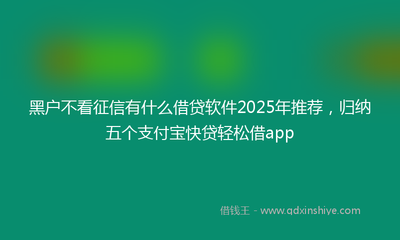 黑户不看征信有什么借贷软件2025年推荐，归纳五个支付宝快贷轻松借app
