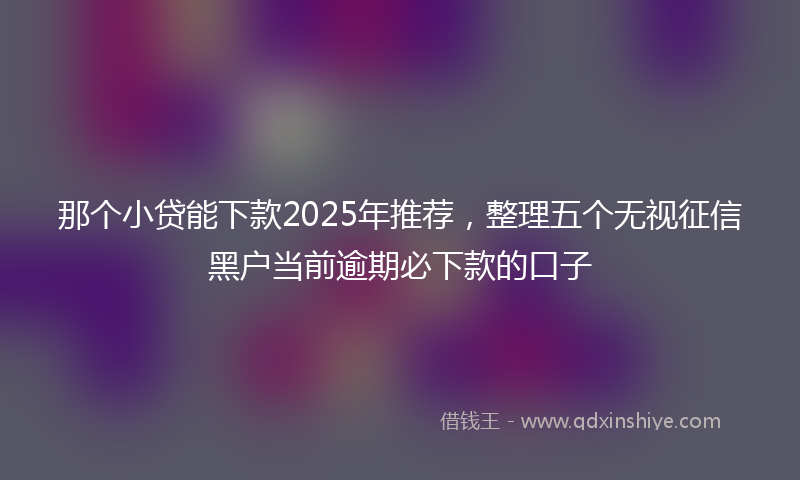 那个小贷能下款2025年推荐，整理五个无视征信黑户当前逾期必下款的口子