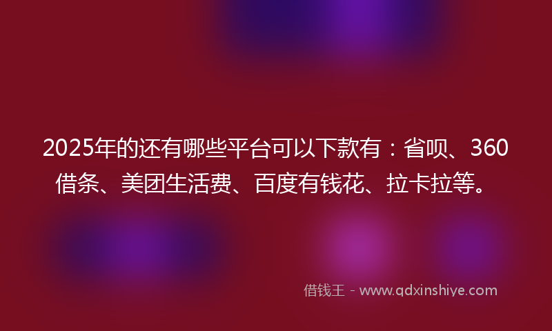 2025年的还有哪些平台可以下款有：省呗、360借条、美团生活费、百度有钱花、拉卡拉等。