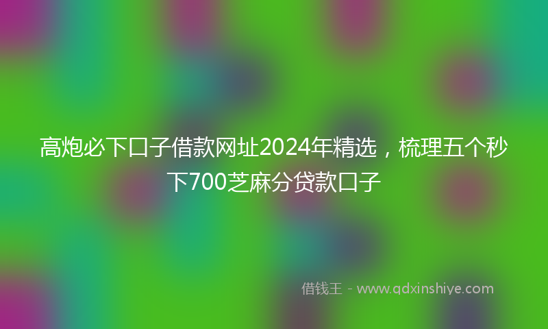 高炮必下口子借款网址2024年精选，梳理五个秒下700芝麻分贷款口子