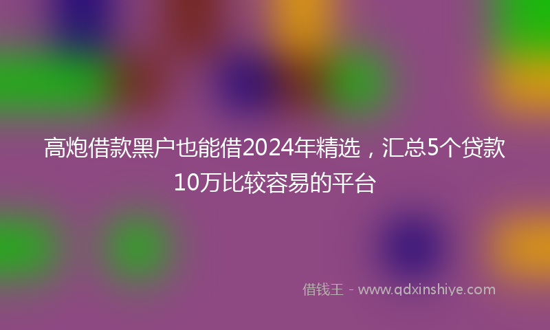 高炮借款黑户也能借2024年精选，汇总5个贷款10万比较容易的平台