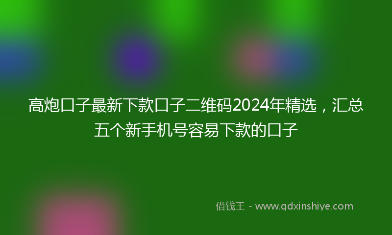 高炮口子最新下款口子二维码2024年精选，汇总五个新手机号容易下款的口子