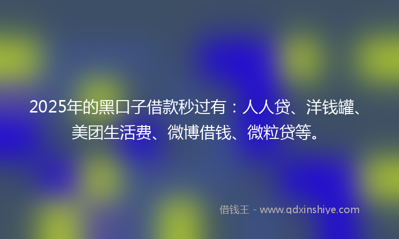 2025年的黑口子借款秒过有：人人贷、洋钱罐、美团生活费、微博借钱、微粒贷等。