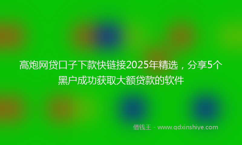 高炮网贷口子下款快链接2025年精选，分享5个黑户成功获取大额贷款的软件