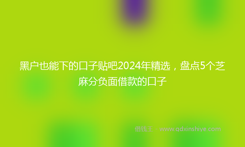 黑户也能下的口子贴吧2024年精选，盘点5个芝麻分负面借款的口子